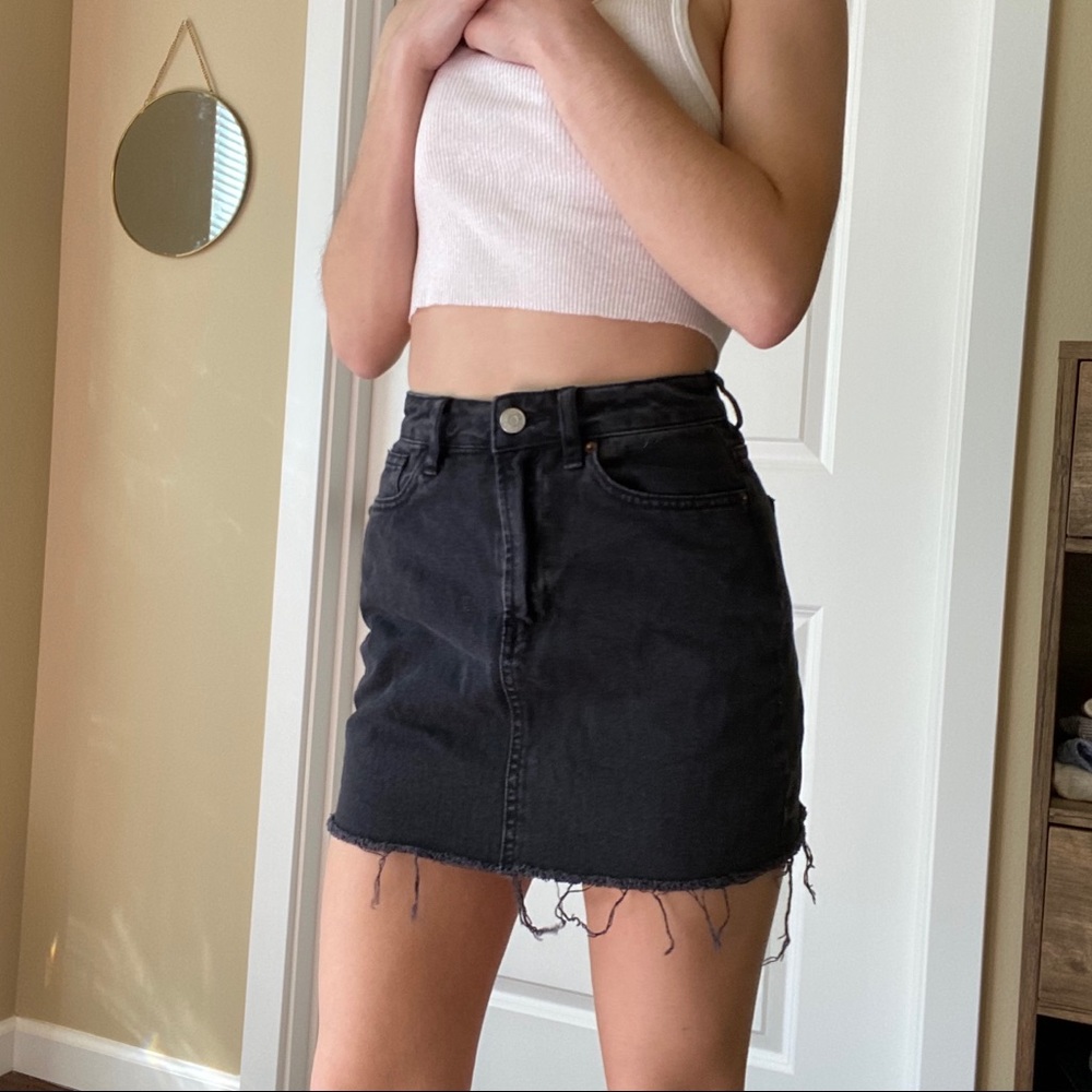 SOLD ON DEPOP Black denim miniskirt